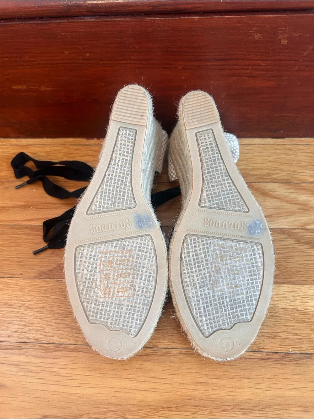 Soludos Black Ankle-Tie Wedge Espadrille